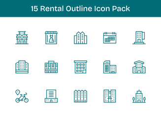 Outline Icons - Rental Set with 15 Vectors