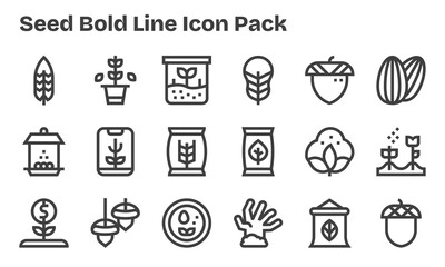 Fototapeta premium Seed Vector Set - 18 Bold Line Icons
