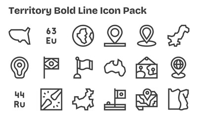 Fototapeta premium 18 Bold Line Icons - Territory Graphics