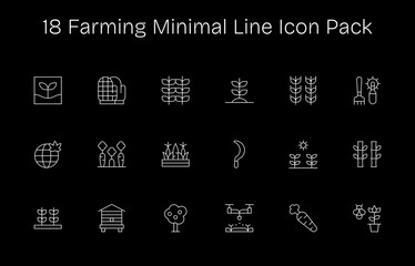 Farming Design Icons - 18 in Minimal Line Style