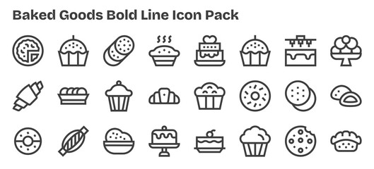 Baked Goods Visual Pack - 24 Bold Outline Icons