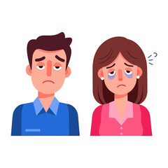 Tired Couple: A weary couple, with signs of fatigue and emotional strain, stand side-by-side, their expressions revealing the weight of weariness and the challenges of their circumstances.