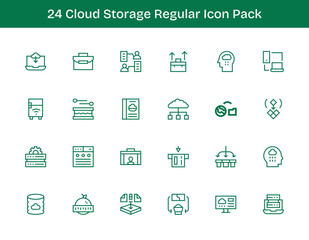 Regular Outline Icons - Cloud Storage Set with 24 Vectors