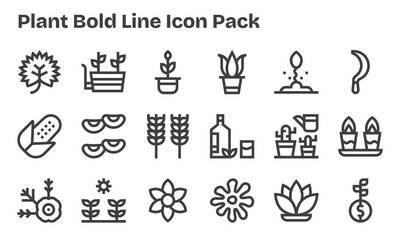Naklejka premium Plant Visual Pack - 18 Bold Line Icons