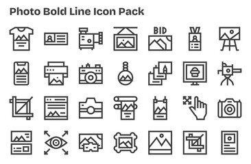 28 Photo Icons in Extra Bold Line Aesthetic