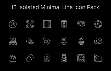 Minimal Line Icons - Isolated Set with 18 Vectors