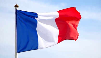 French Flag Waving Majestically Against a Clear Sky