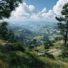 Naklejka premium VR-ready PNG of hilly landscape with greenery