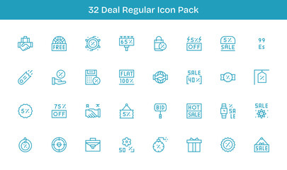 32 Regular Line Vectors for Deal Theme