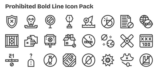 24 Bold Outline Vectors for Prohibited Theme
