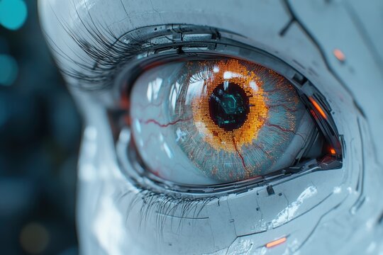 Robotic eye actively scanning environment with integrated technology and advanced design features