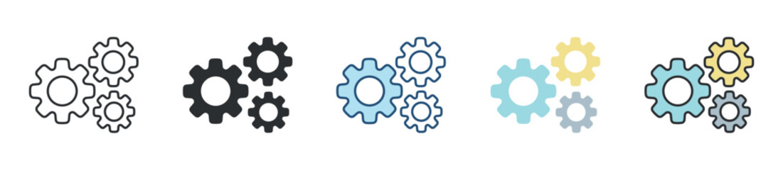 Process Icon Set Multiple Style Collection