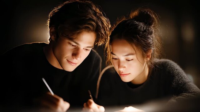 Young Couple Focused on Collaborative Creation