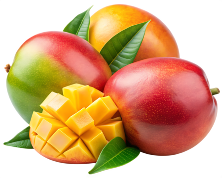 delicious mango fruits isolated on white background PNG , AI GENERATED