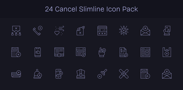 24 Slim Line Vectors for Cancel Theme