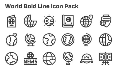 World Design Icons - 18 in Bold Line Style