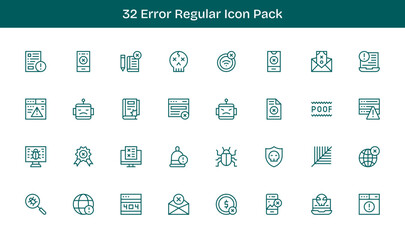 32 Regular Line Vectors for Error Theme