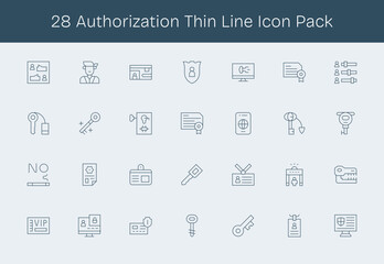 Authorization Vector Set - 28 Thin Line Icons