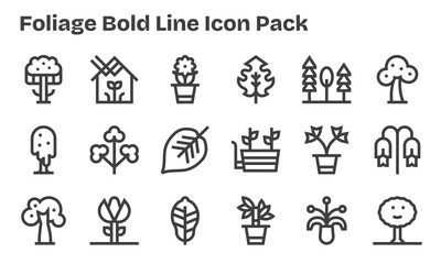 18 Bold Line Style Icons - Foliage Collection