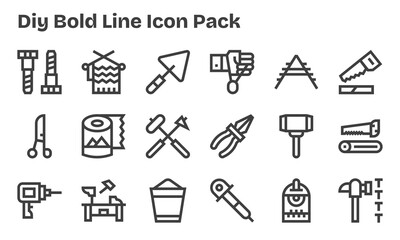 18 Diy Icons in Bold Line Aesthetic