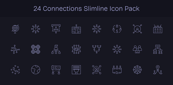 24 Slim Line Icons - Connections Graphics