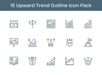 15 Outline Designs - Upward Trend Vector Icons