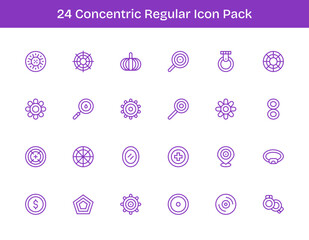 24 Icons for Concentric in Regular Outline Format