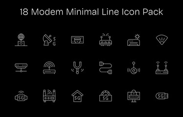 Minimal Line Style Modem Icons - 18 Vectors
