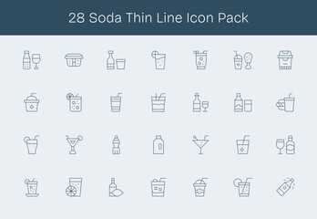 Soda Icon Collection - 28 Thin Line Designs