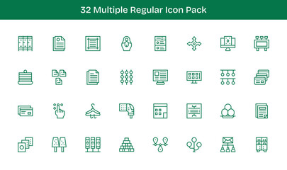 32 Multiple Icons in Regular Line Aesthetic