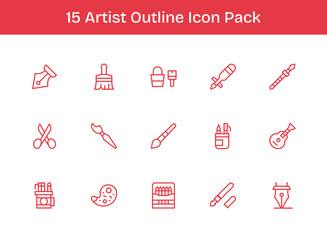 15 Artist Icons in Outline Aesthetic