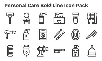 Bold Line Style Personal Care Icons - 18 Vectors