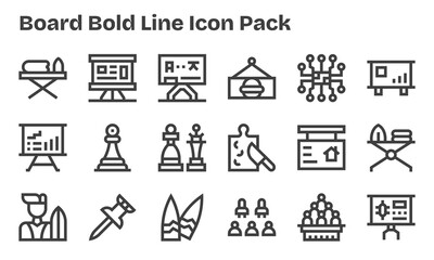 18 Bold Line Style Icons - Board Collection