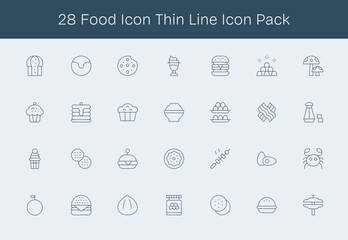 28 Food Icon Icons in Thin Line Aesthetic