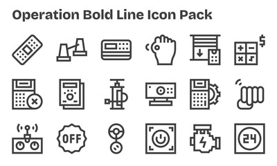 Operation - 18 Bold Line Vector Illustrations