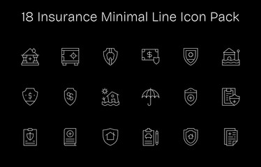 Insurance Vector Set - 18 Minimal Line Icons