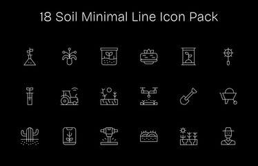 18 Minimal Line Style Icons - Soil Collection