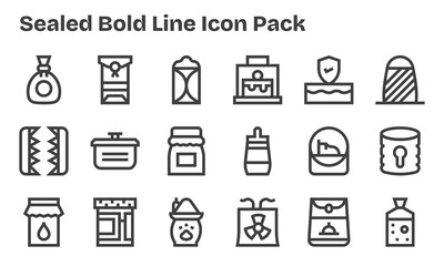 18 Icons for Sealed in Bold Line Format