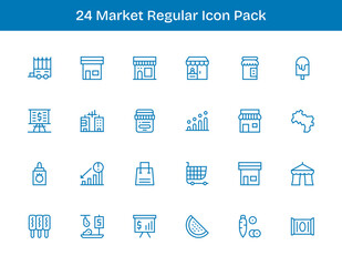 24 Regular Outline Icons - Market Graphics