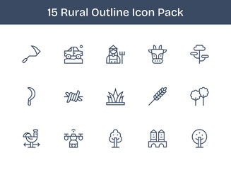 15 Outline Vectors for Rural Theme