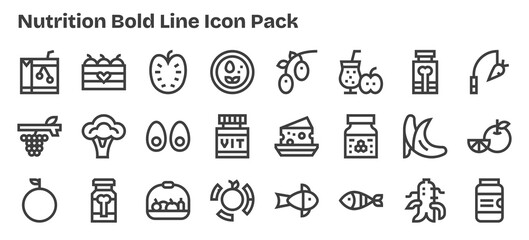 24 Icons for Nutrition in Bold Outline Format