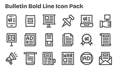 Bulletin Design Icons - 18 in Bold Line Style