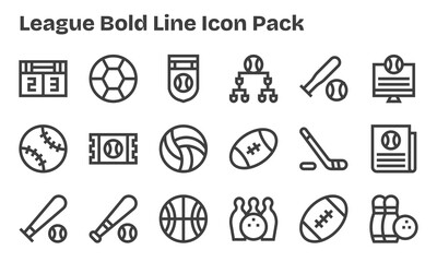 League - 18 Icons in Bold Line Design