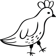 Bird in doodle simple style on white background illustration