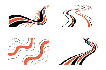 Naklejka premium Orange and Black Abstract Wave Design on White Background