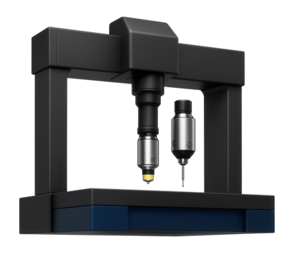 Large-volume coordinate measuring machine with a modular design and interchangeable sensors for flexible use in a rail vehicle factory.