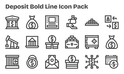 18 Icons for Deposit in Bold Line Format