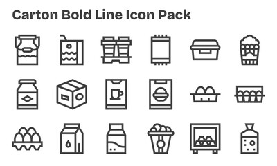 Carton - 18 Bold Line Vector Illustrations