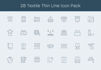 28 Thin Line Style Icons - Textile Collection
