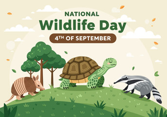 National wildlife day, 4th of september, with the turlte, vector illustration design